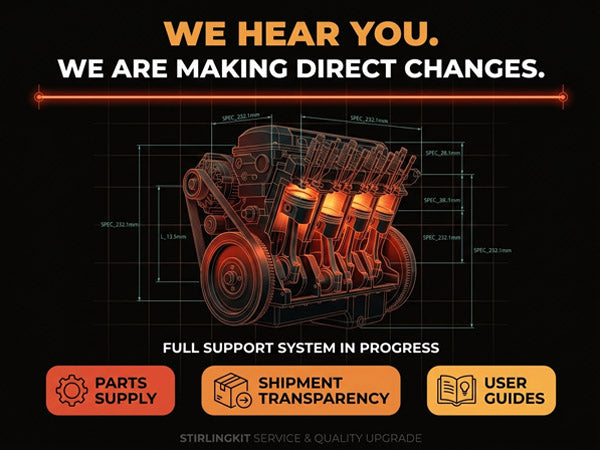 We Hear You: Our Concrete Steps to Improve Shipping, Parts, and Manuals | Stirlingkit