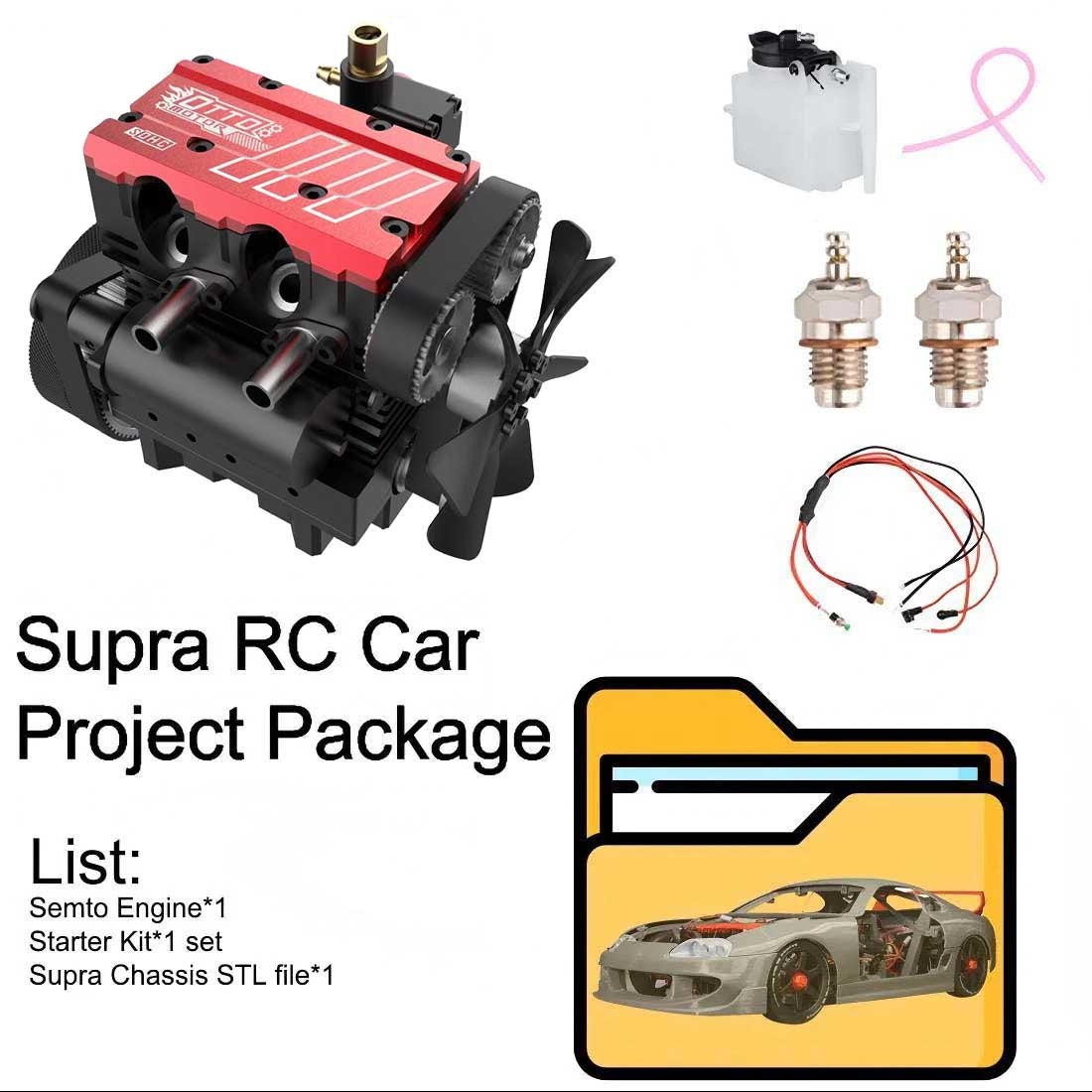 SEMTO ENGINE ST-NF2 DIY Build a Nitro 4 Stroke 2 Cylinder Engine Kit That Runs- FS-L200AC - stirlingkit