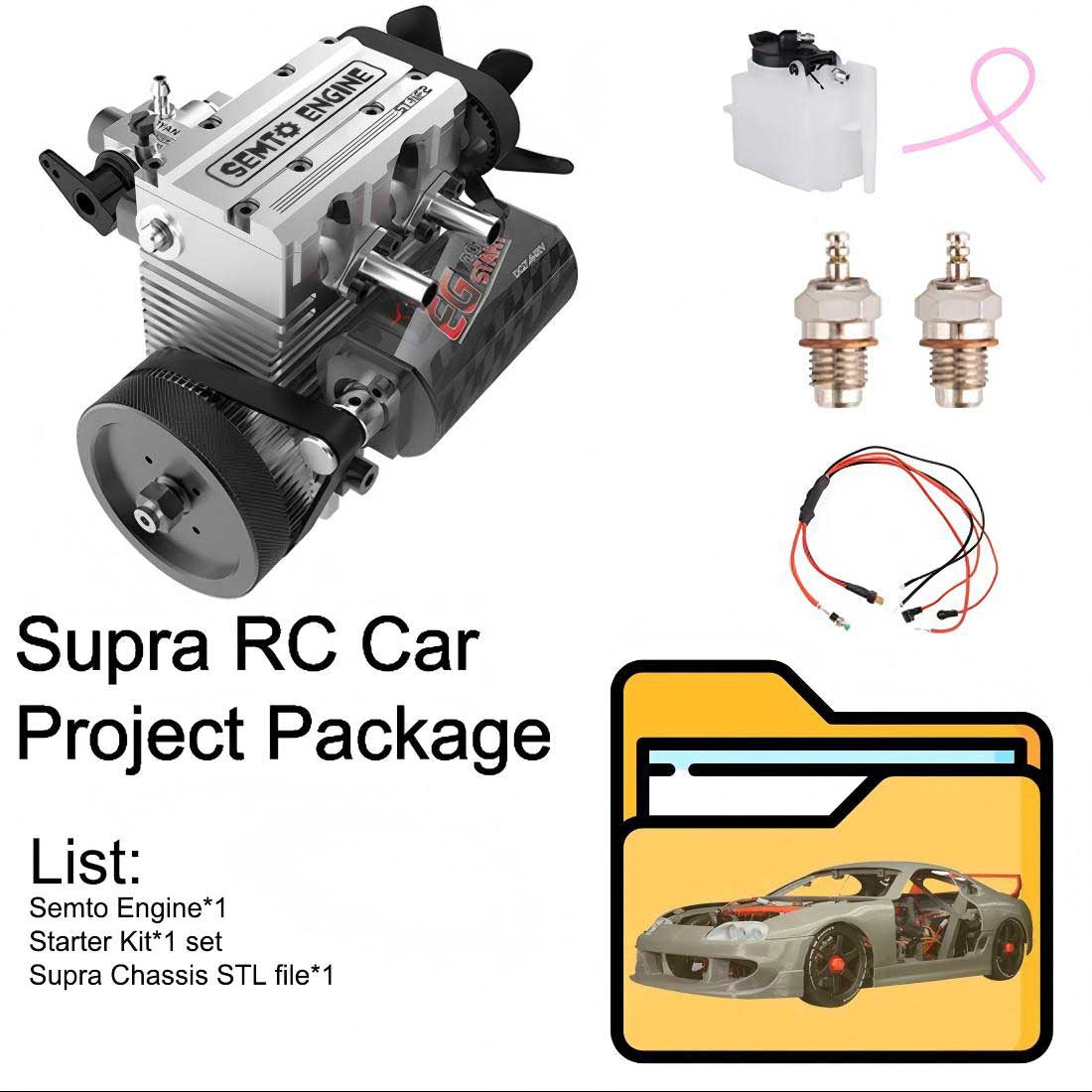 SEMTO ENGINE ST-NF2 DIY Build a Nitro 4 Stroke 2 Cylinder Engine Kit That Runs- FS-L200AC - stirlingkit