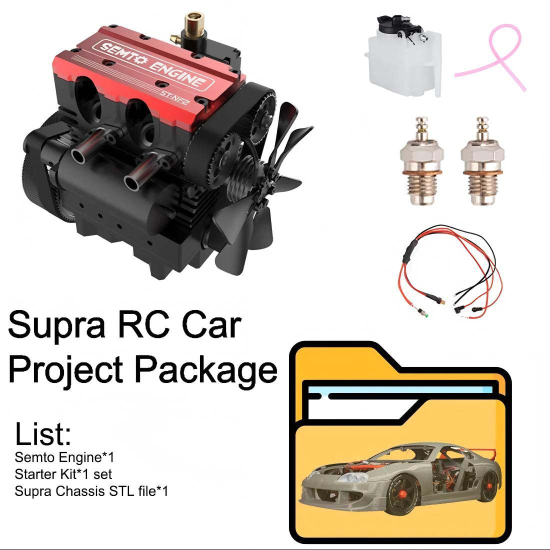 SEMTO ENGINE ST-NF2 DIY Build a Nitro 4 Stroke 2 Cylinder Engine Kit That Runs- FS-L200AC - stirlingkit