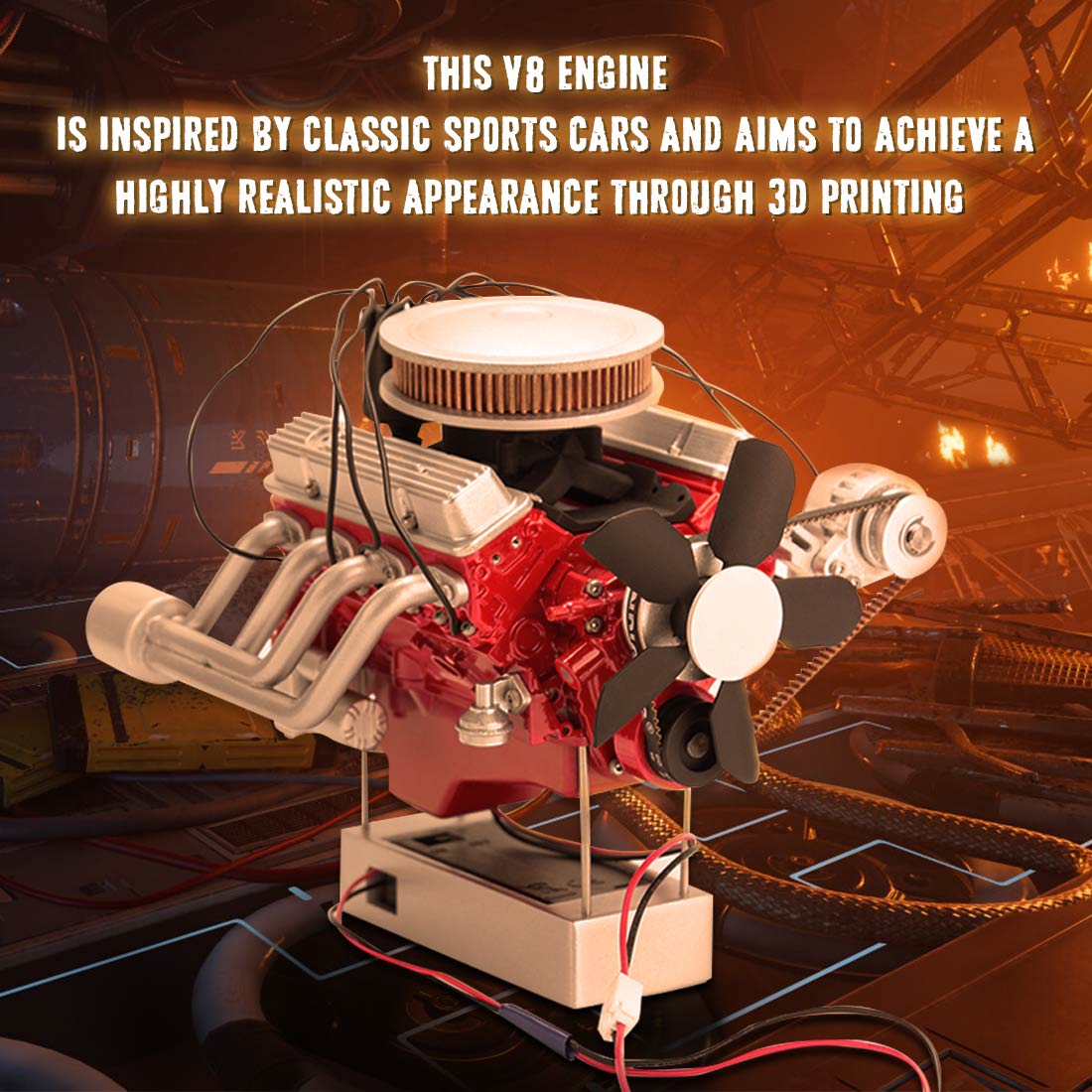 ENJOMOR 1/6 Scale Big Block V8 Engine Kits That Works Fully 3D Printed - stirlingkit