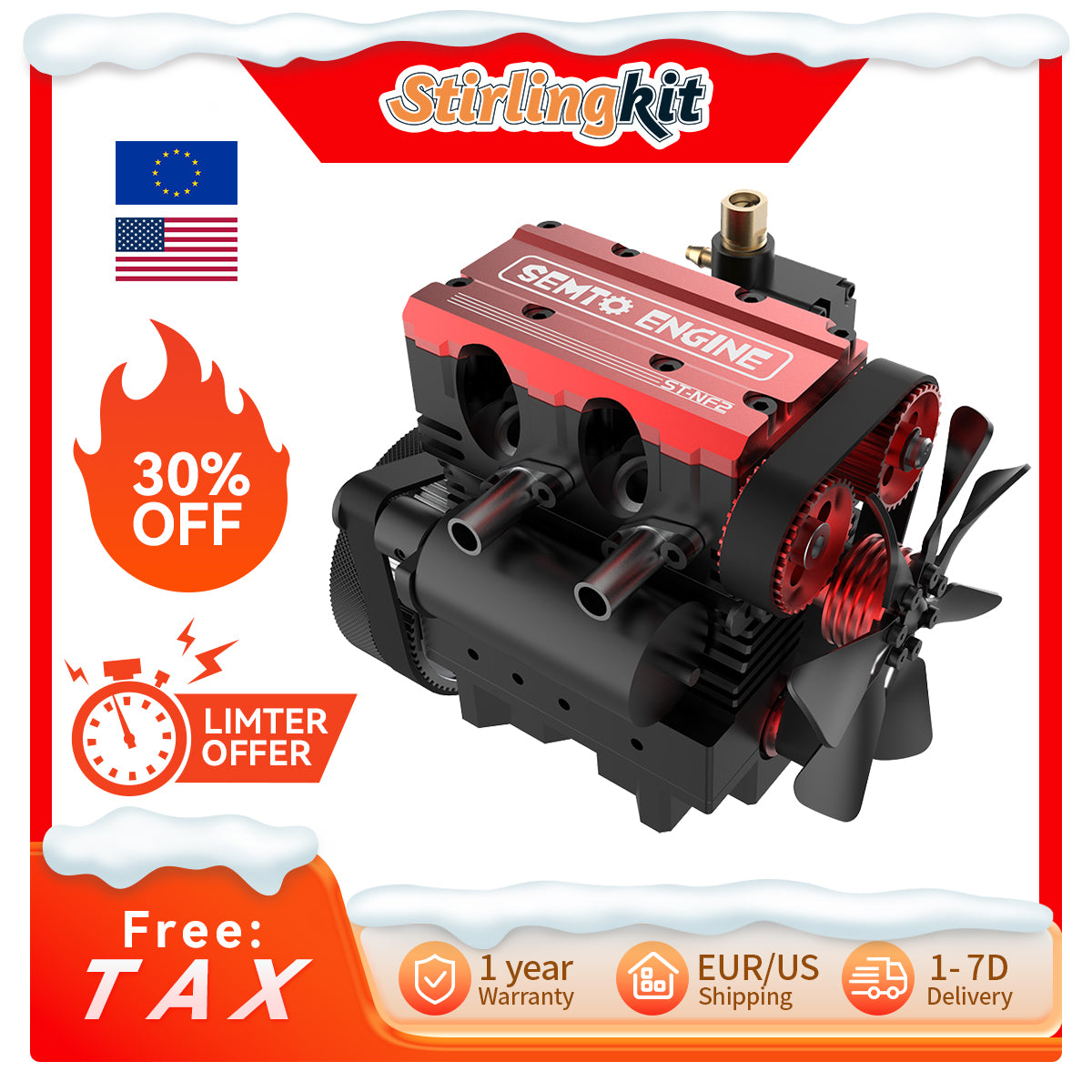 SEMTO ENGINE ST-NF2 DIY Build a Nitro 4 Stroke 2 Cylinder Engine Kit That Runs- FS-L200AC - stirlingkit