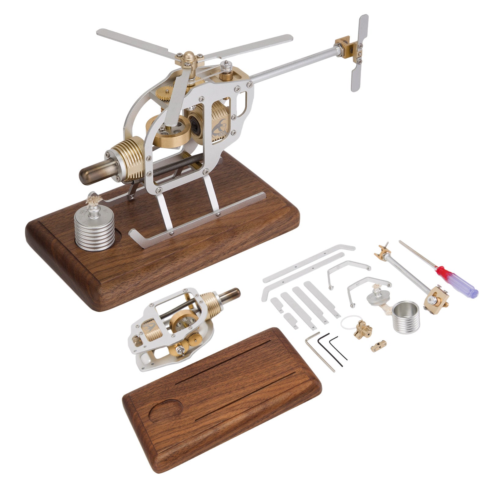 Building a Mini Stirling Helicopter Assembly DIY Kits STEM Model - stirlingkit