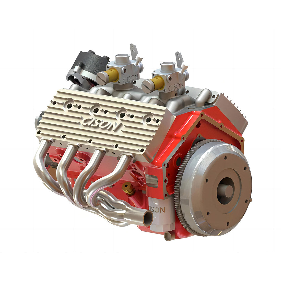 CISON 1/6 Gas Flathead V8 Engine Small Block Engine Model Kits Water-Cooled 4 Stroke 44cc - stirlingkit