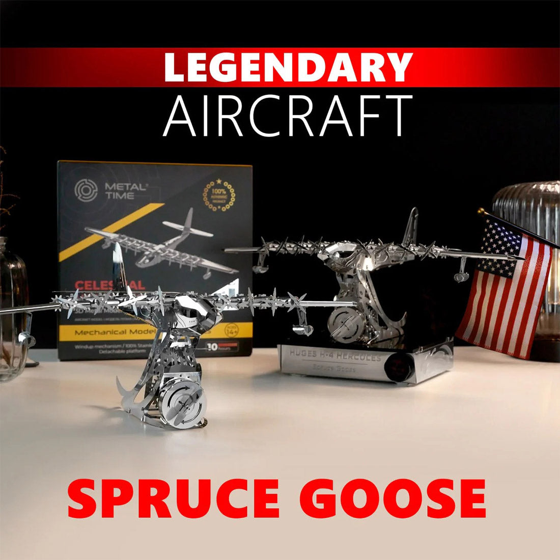 Hughes H-4 3D Metal Mechanical Plane Assembly Model Building Kit for Aviation Lovers - stirlingkit