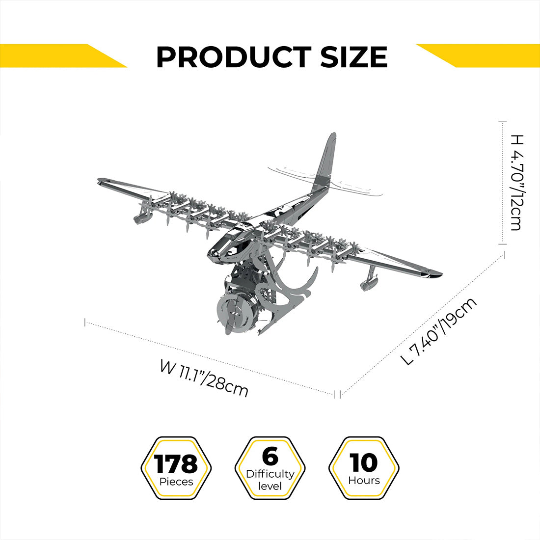 Hughes H-4 3D Metal Mechanical Plane Assembly Model Building Kit for Aviation Lovers - stirlingkit