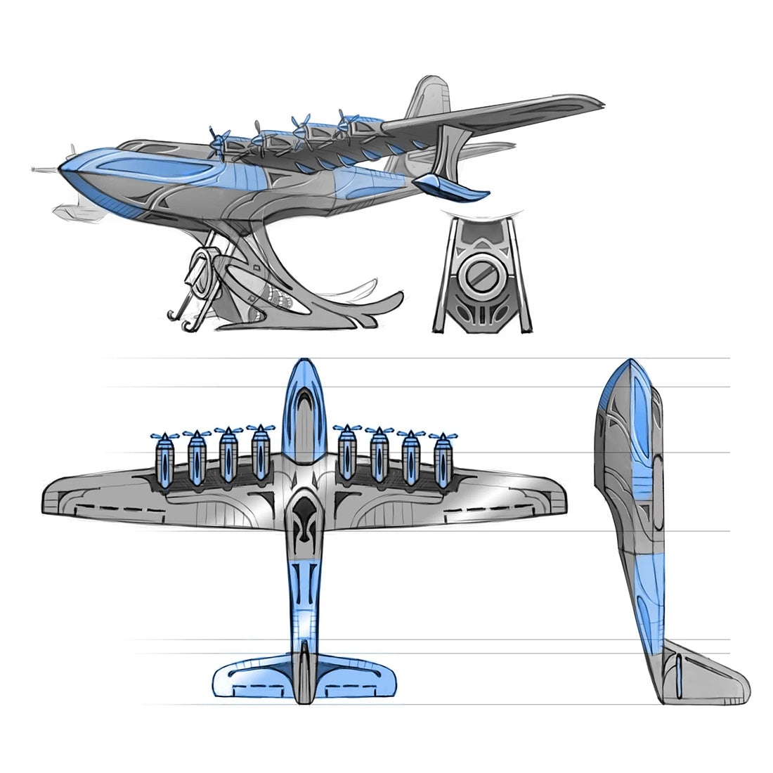 Hughes H-4 3D Metal Mechanical Plane Assembly Model Building Kit for Aviation Lovers - stirlingkit