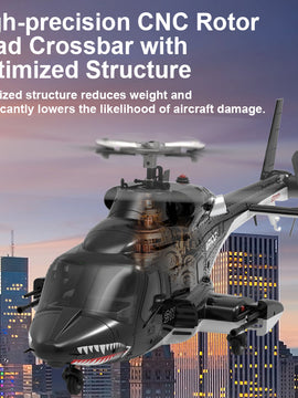 WOLFBUSH AW-911 Airwolf 1/34 Scale RC Helicopter Smart GPS 2.4G 9CH 6G/3D Stunt RC Airplane