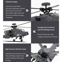 YU XIANG F11-S AH64 Apache RC Helicopter 1/32 2.4G 6CH RTF GPS Smart Version - stirlingkit