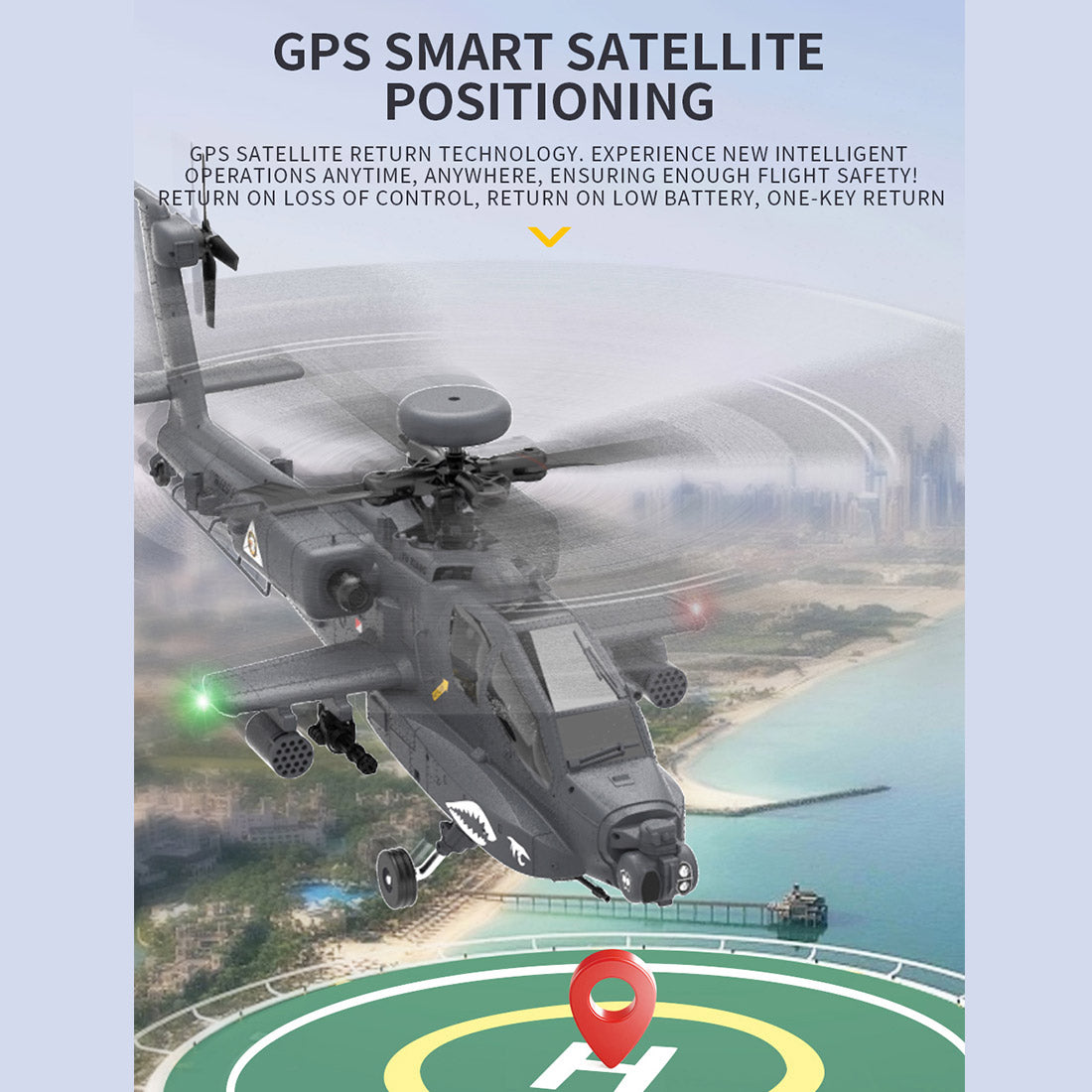 YU XIANG F11-S AH64 Apache RC Helicopter 1/32 2.4G 6CH RTF GPS Smart Version - stirlingkit