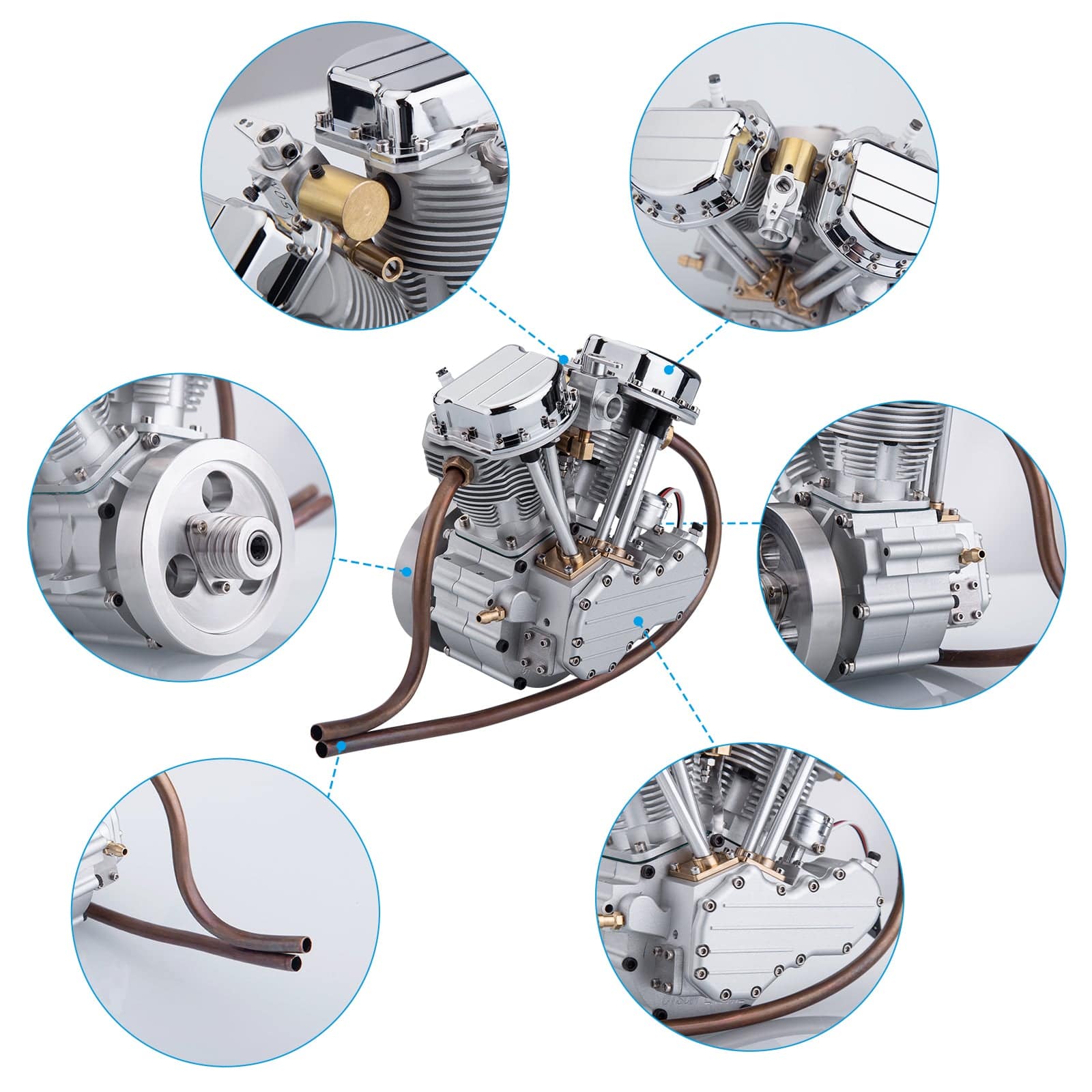 CISON FG-VT9 9cc V-twin V2 Engine Four-stroke Air-cooled Motorcycle RC Gasoline Engine - stirlingkit