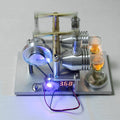 Custom Stirling Engine 2 Cylinders Hot Air Generator Model with Voltage Meter LED Bulb Science Experiment Educational Toy - stirlingkit
