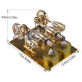 ENJOMOR 4 Cylinder Hot Air Stirling Engine Generator with Bulb & Voltmeter - stirlingkit
