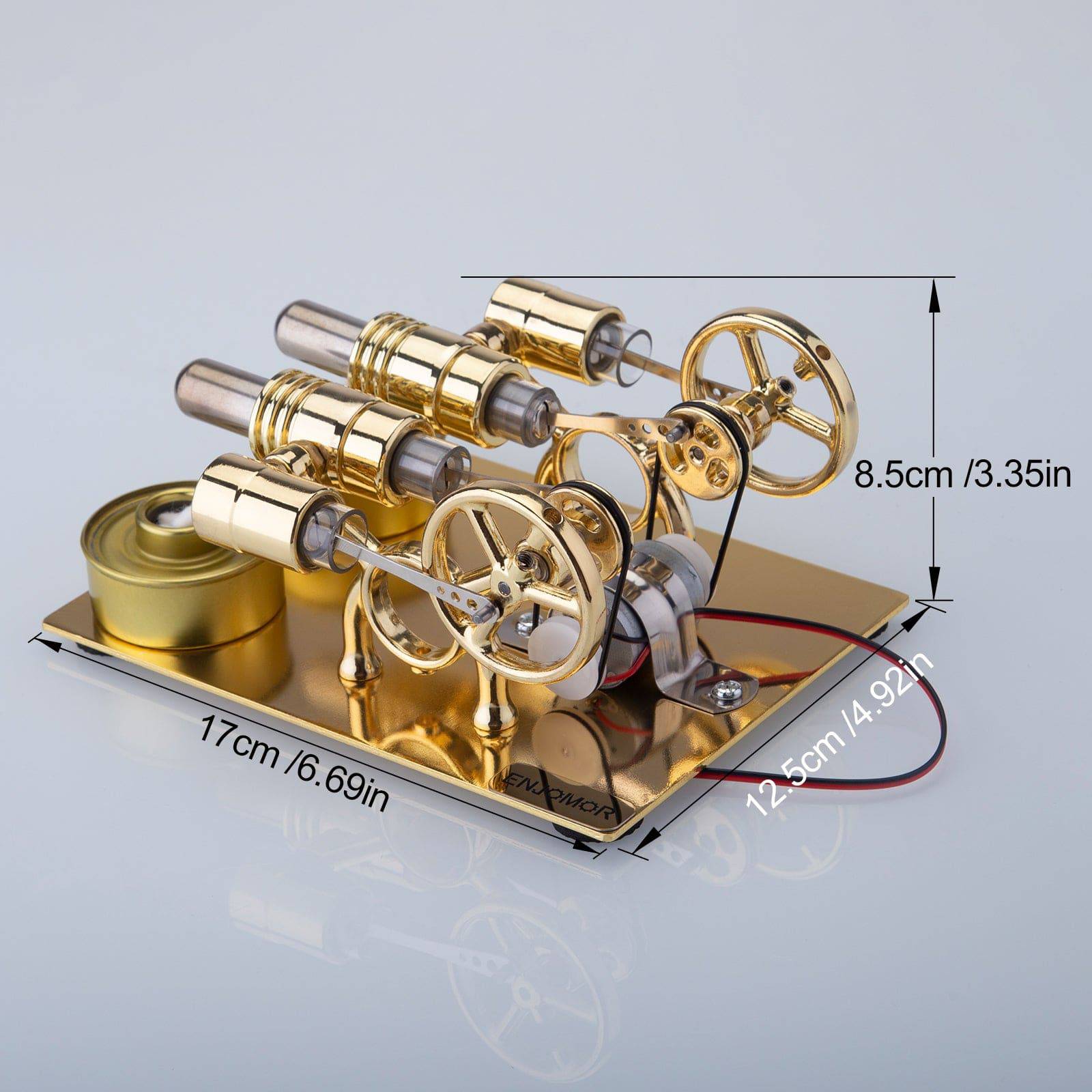 ENJOMOR 4 Cylinder Hot Air Stirling Engine Generator with Bulb & Voltmeter - stirlingkit