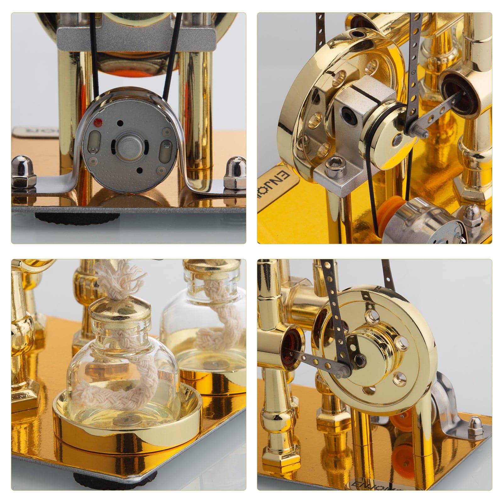 ENJOMOR Golden Balance Stirling Engine Generator with LED Bulb Non-Stop Run - stirlingkit
