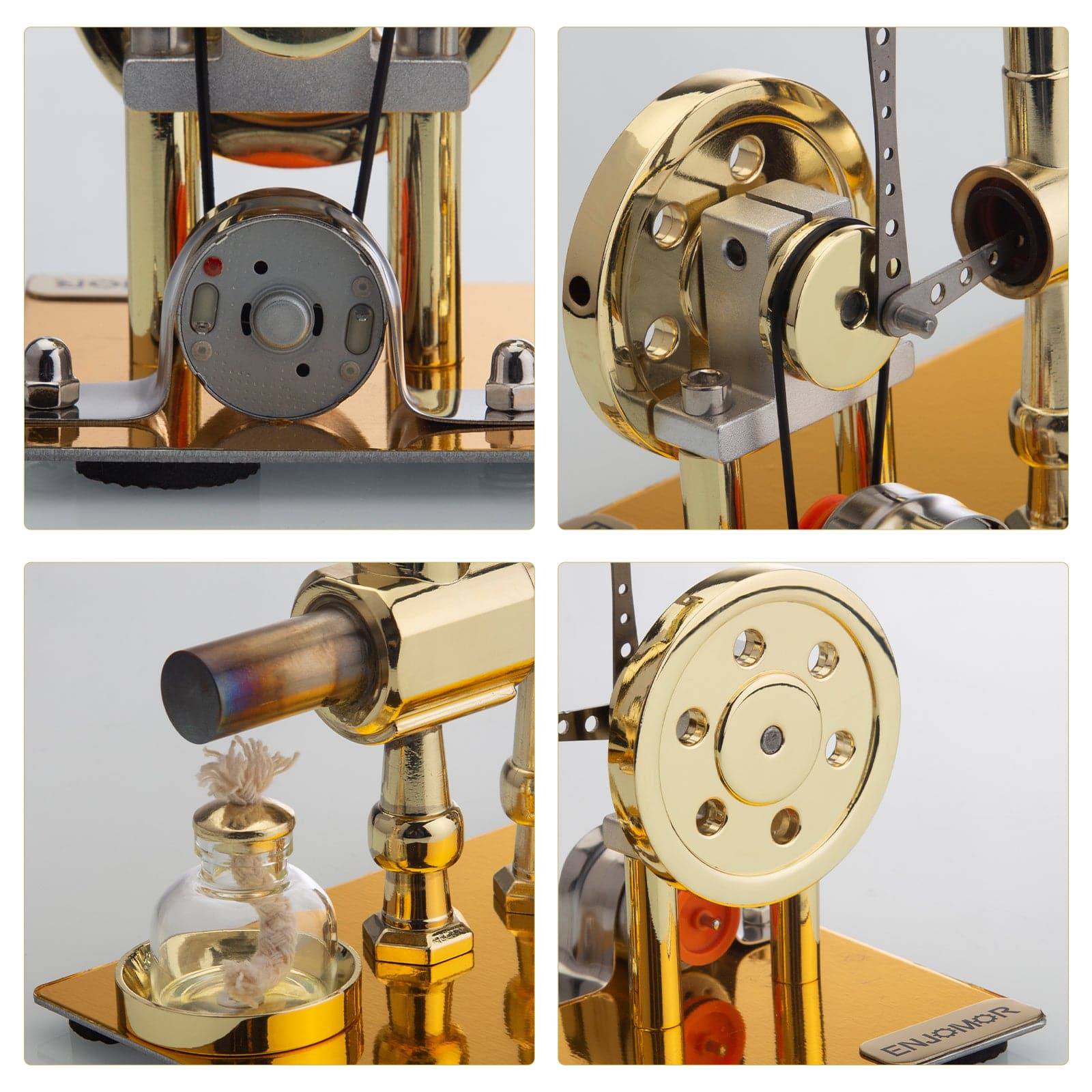 ENJOMOR Golden Balance Stirling Engine Generator with LED Bulb Non-Stop Run - stirlingkit