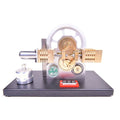 Enjomor Horizontal Gear Drive Hot Air Stirling Engine LED Electricity Generator Model with Voltmeter - stirlingkit