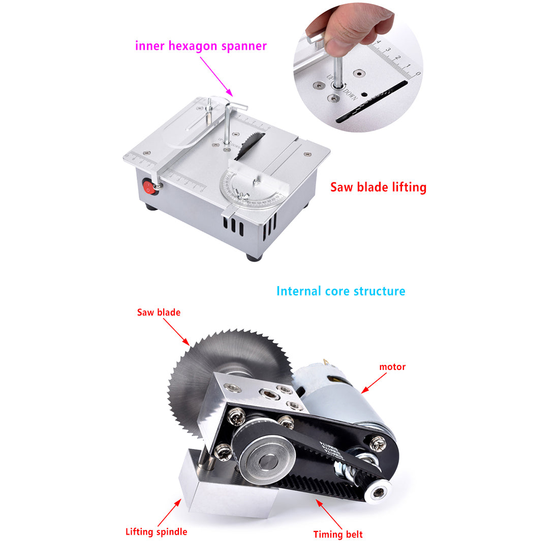 Precision Multifunctional Mini Table Saw Woodworking Lathe Polishing Bench For Engine Model DIY Crafts - stirlingkit