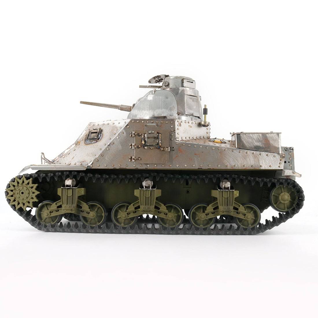 Premium 1/16 2.4G Simulation Metal RC WWII US Light Tank M3 Model Toy with Light & Sound - stirlingkit