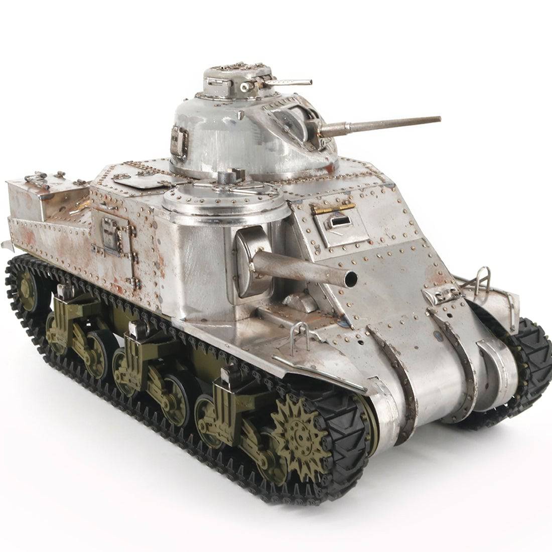 Premium 1/16 2.4G Simulation Metal RC WWII US Light Tank M3 Model Toy with Light & Sound - stirlingkit