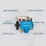 RUIFEIYA NR200 Watercooled Inline 2-cylinder 4-stroke Nitro Engine Model 8.6cc - stirlingkit