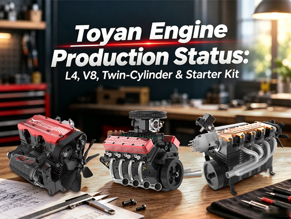 Toyan Engine Production Status: L4, V8, Twin-Cylinder & Starter Kit | Stirlingkit