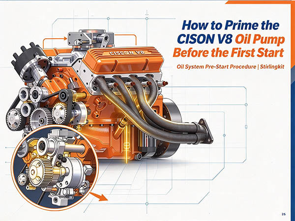 How to Prime the CISON V8 Oil Pump Before the First Start | Stirlingkit