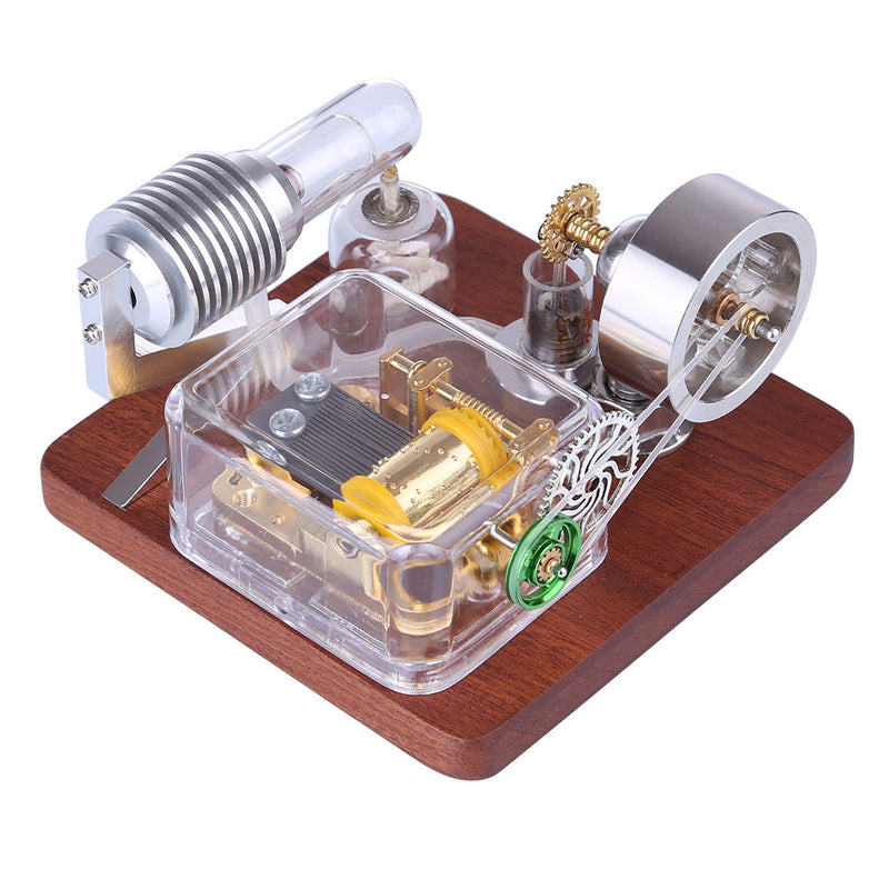 How Does a Stirling Engine Power a Music Box Movement?