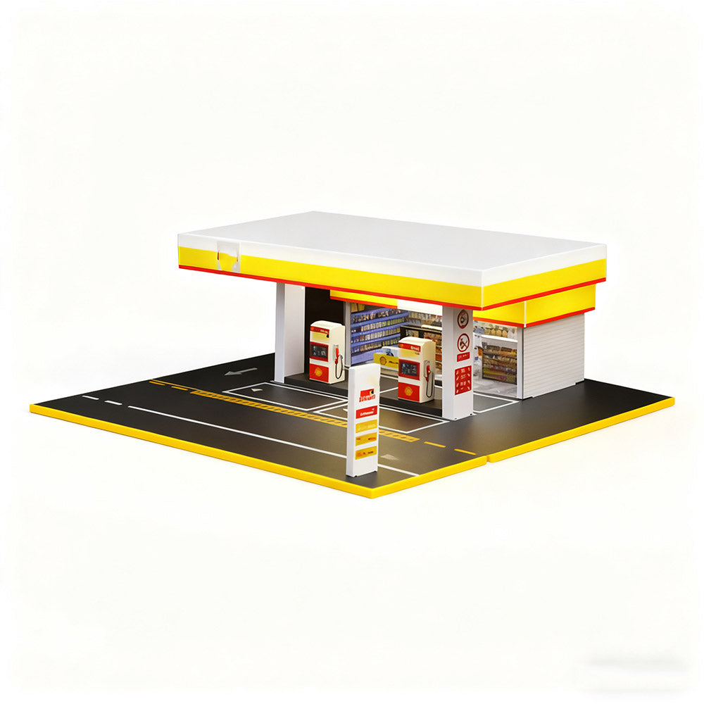 1/64 Scale Gas Station Diorama Model without Vehicles & Mini Figures