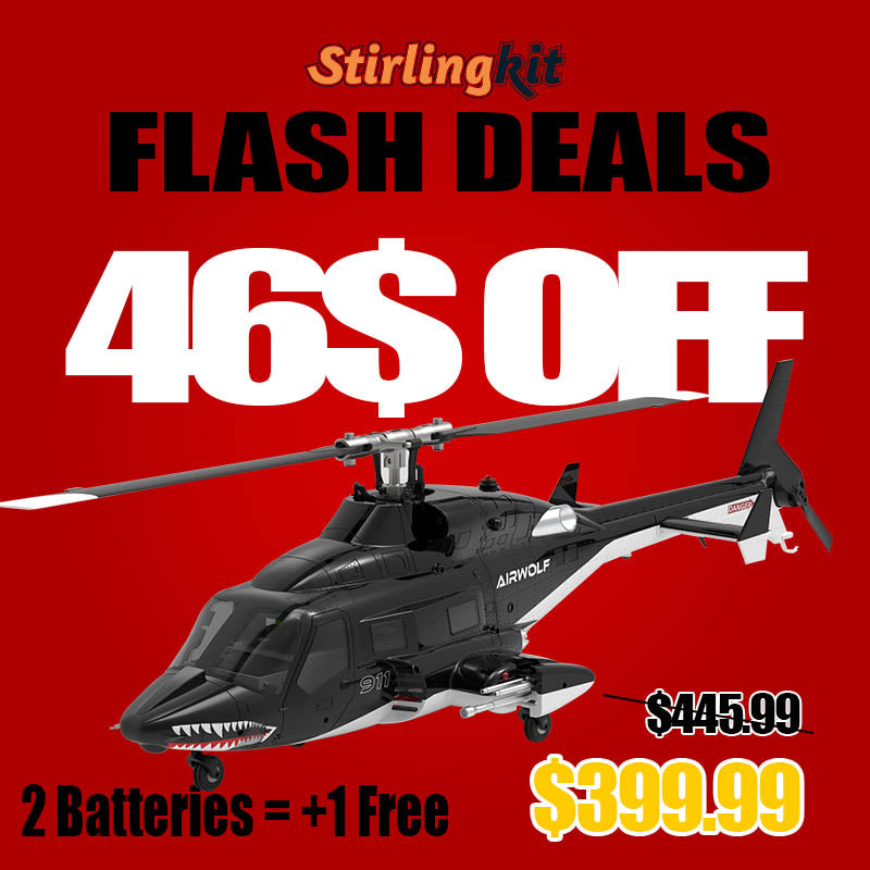 WOLFBUSH AW-911 Airwolf 1/34 Scale RC Helicopter Smart GPS 2.4G 9CH 6G/3D Stunt RC Airplane - stirlingkit