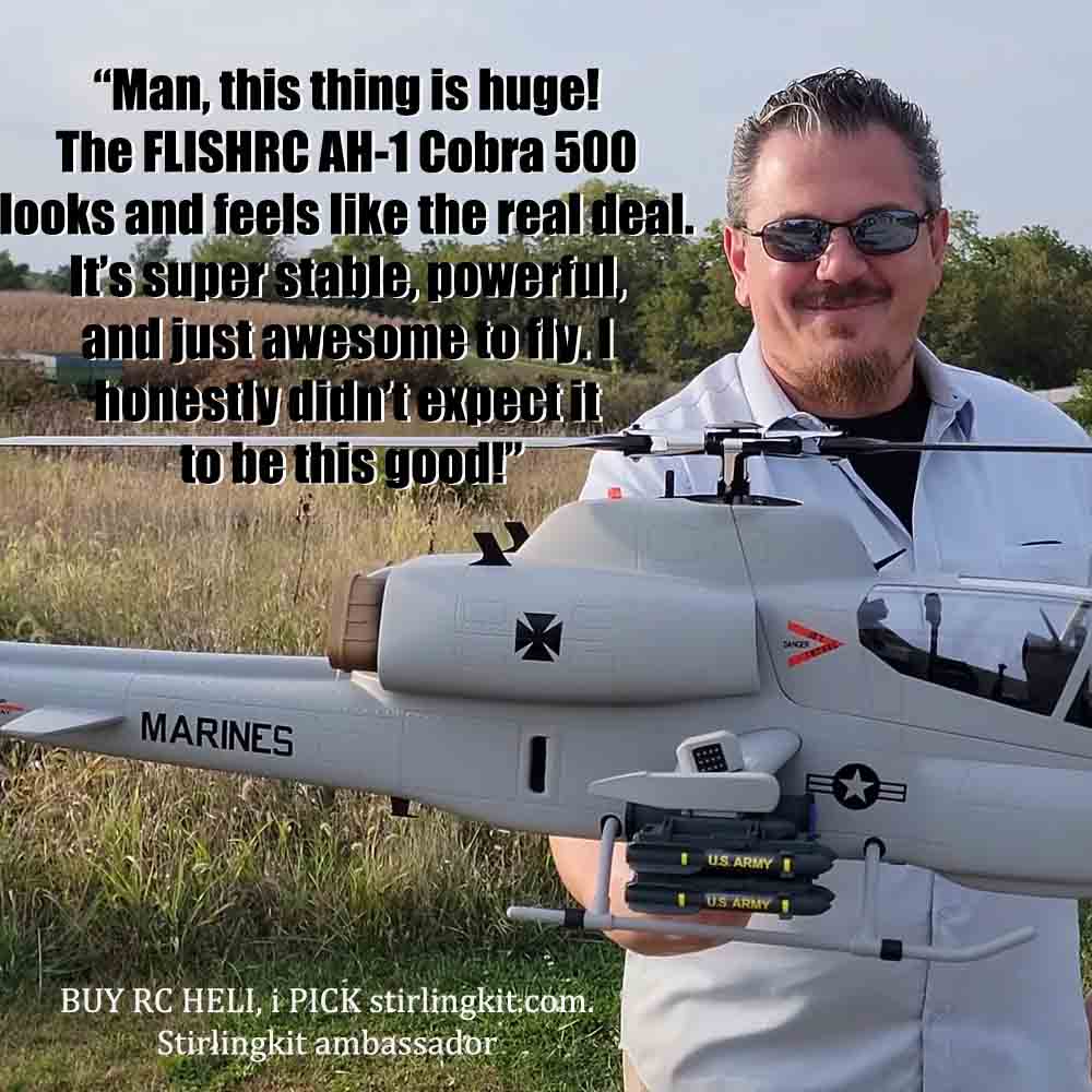 FLISHRC FL500 AH-1 Cobra 500-Class Large Scale GPS RC Helicopter Model with L7 Flight Controller 2.4G 6CH RTF - stirlingkit