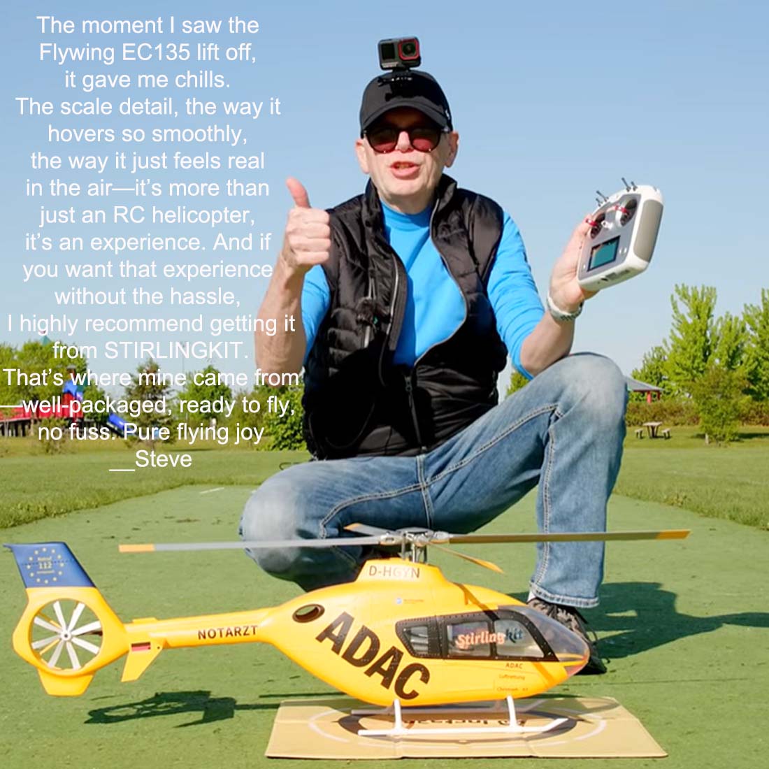 FLYWING EC135 470 Class RC Helicopter ADAC 6CH 2.4G with H1 Flight Controller & GPS - stirlingkit
