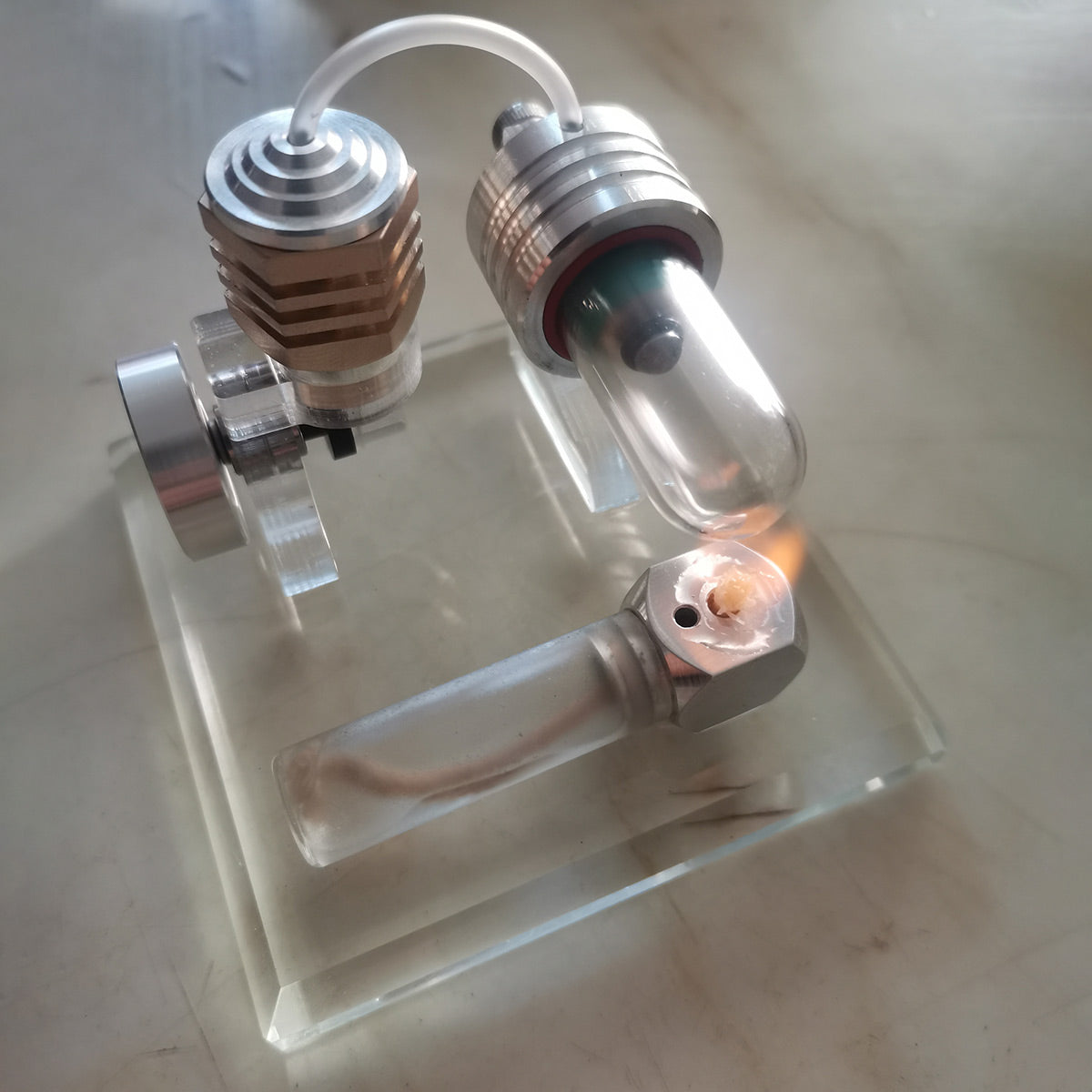 Adjustable Speed Stirling Engine Model Toy with Vertical Flywheel Science Experiment - stirlingkit