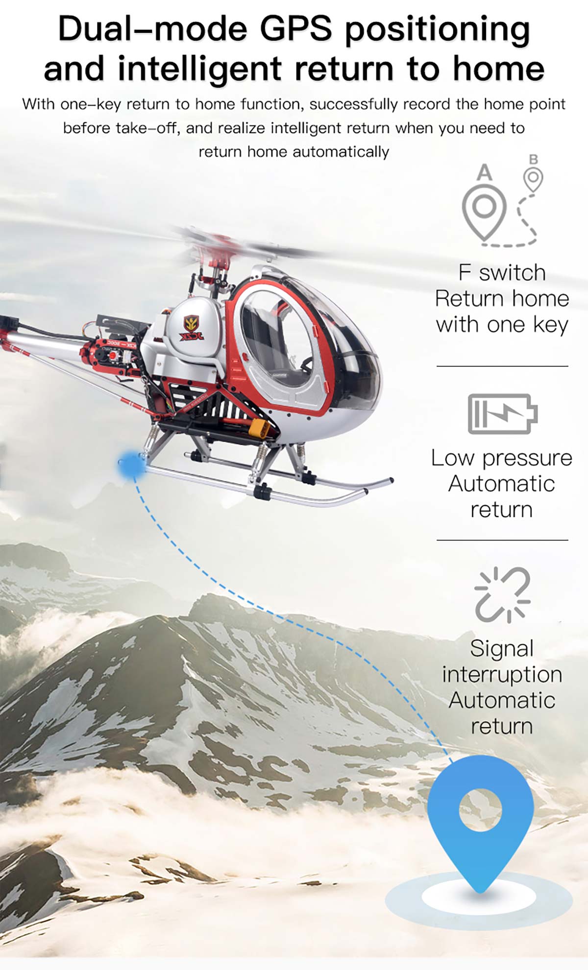 JCZK 300C PRO 12CH Super Simulation Smart RC Helicopter RTF With GPS One-key Return Hover H1 Flight Control Flybarless - stirlingkit
