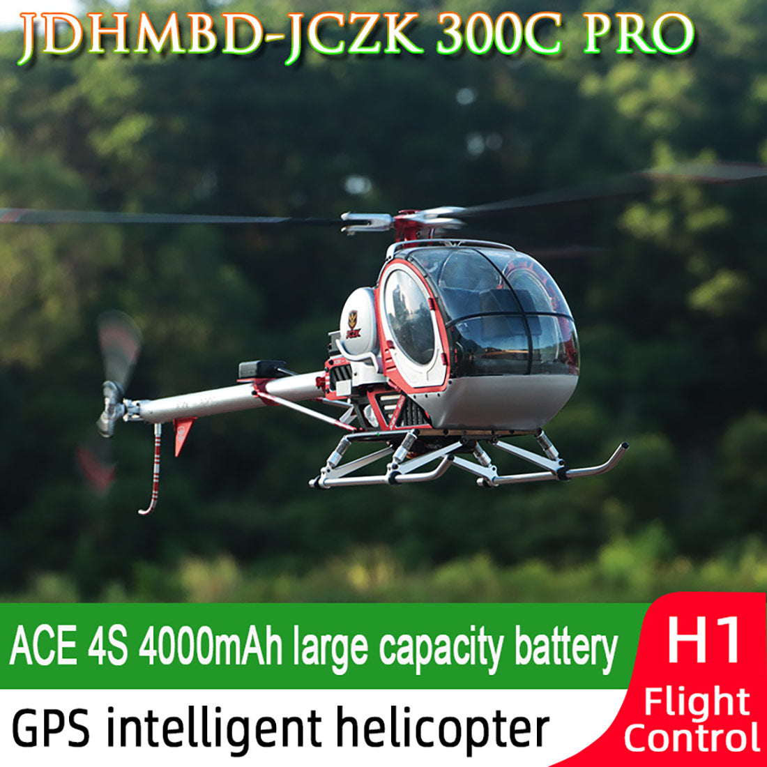 JCZK 300C PRO 12CH Super Simulation Smart RC Helicopter RTF With GPS One-key Return Hover H1 Flight Control Flybarless - stirlingkit