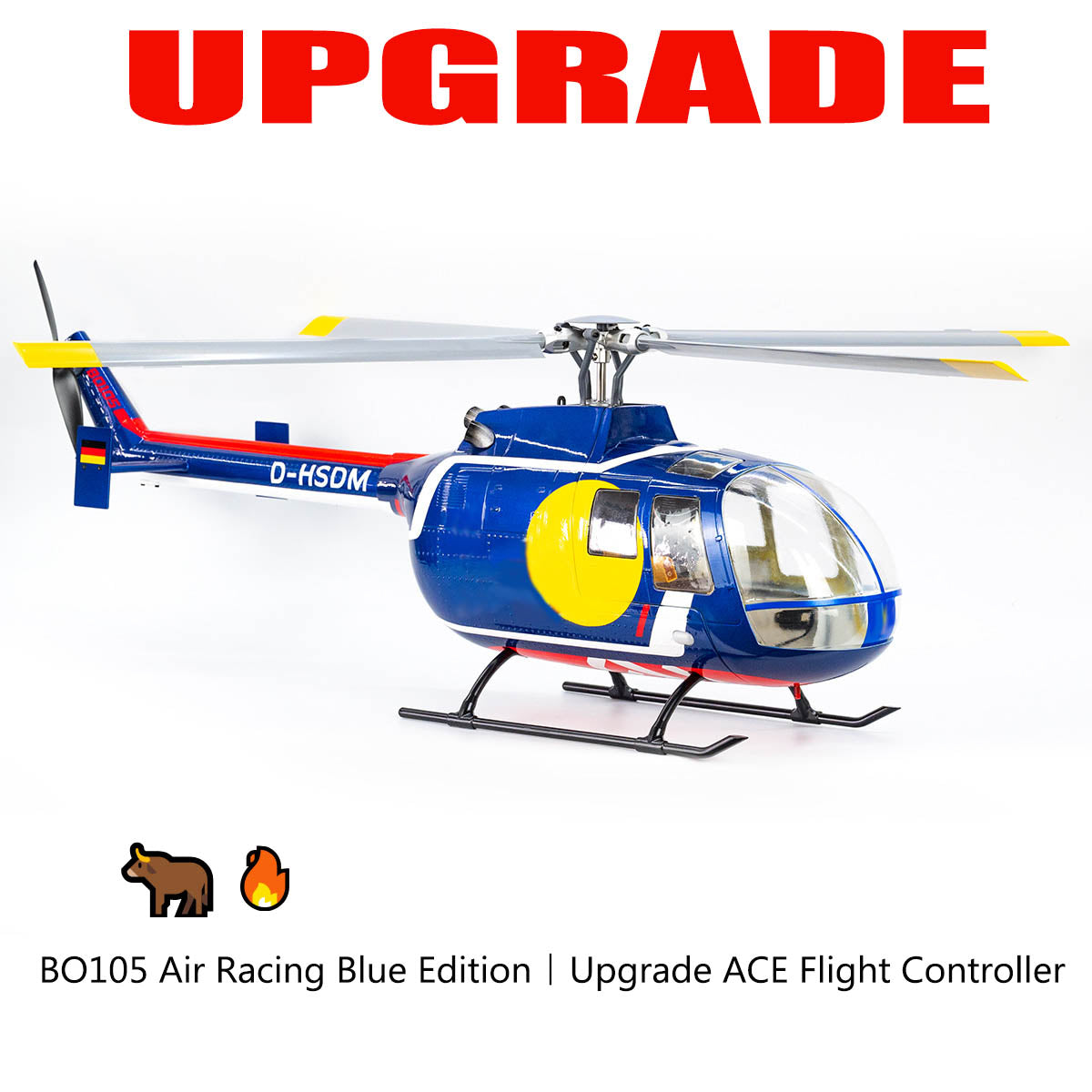 FLYWING BO105 470 Size Scale GPS Heli Drone 2.4G 6CH Big Military RC Helicopter With H1 Flight Controller