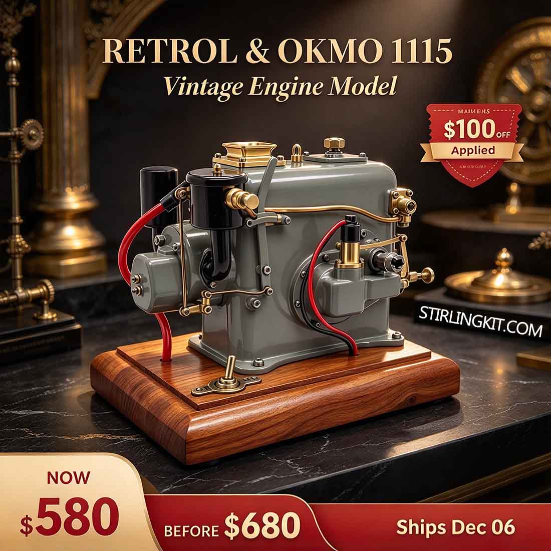 OKMO 1115 Gas Miniature Internal Combustion Engine Model - stirlingkit