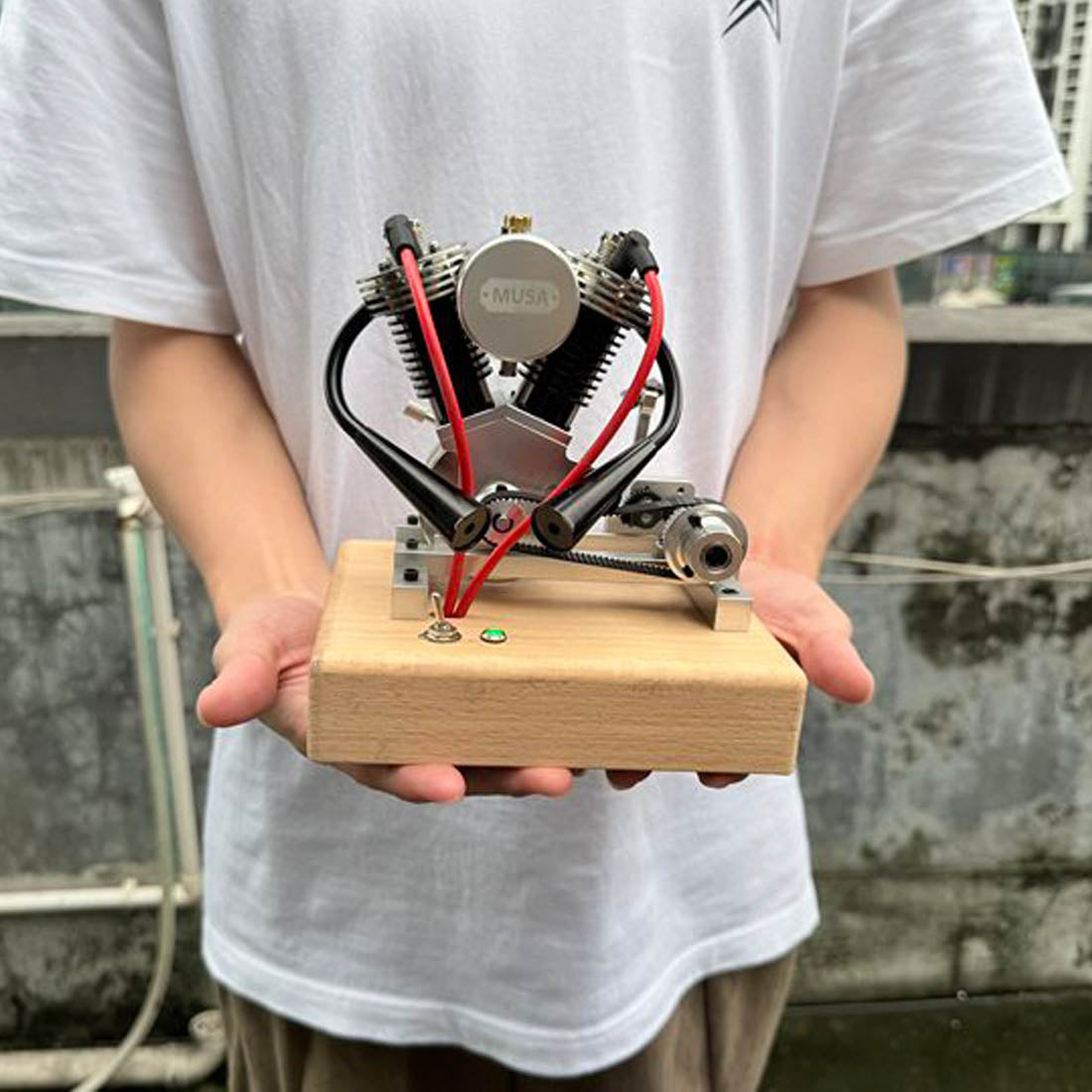 MUSA Hoglet Mini V-twin Engine V2 Gasoline 4-Stroke Engine Motorcycle With Kickstarter