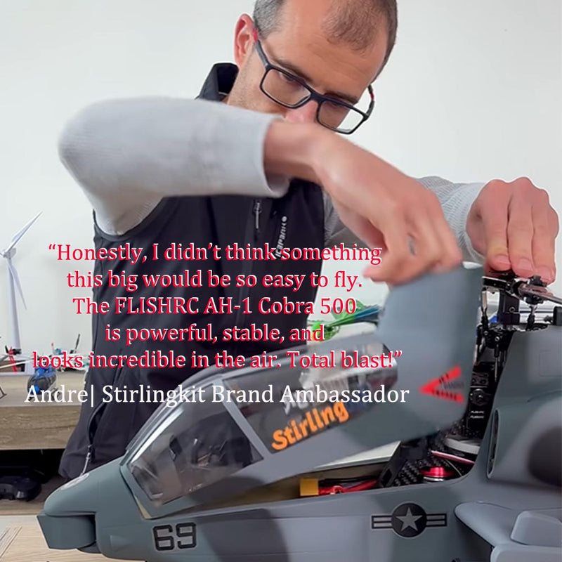 FLISHRC FL500 AH-1 Cobra 500-Class Large Scale GPS RC Helicopter Model with L7 Flight Controller 2.4G 6CH RTF - stirlingkit