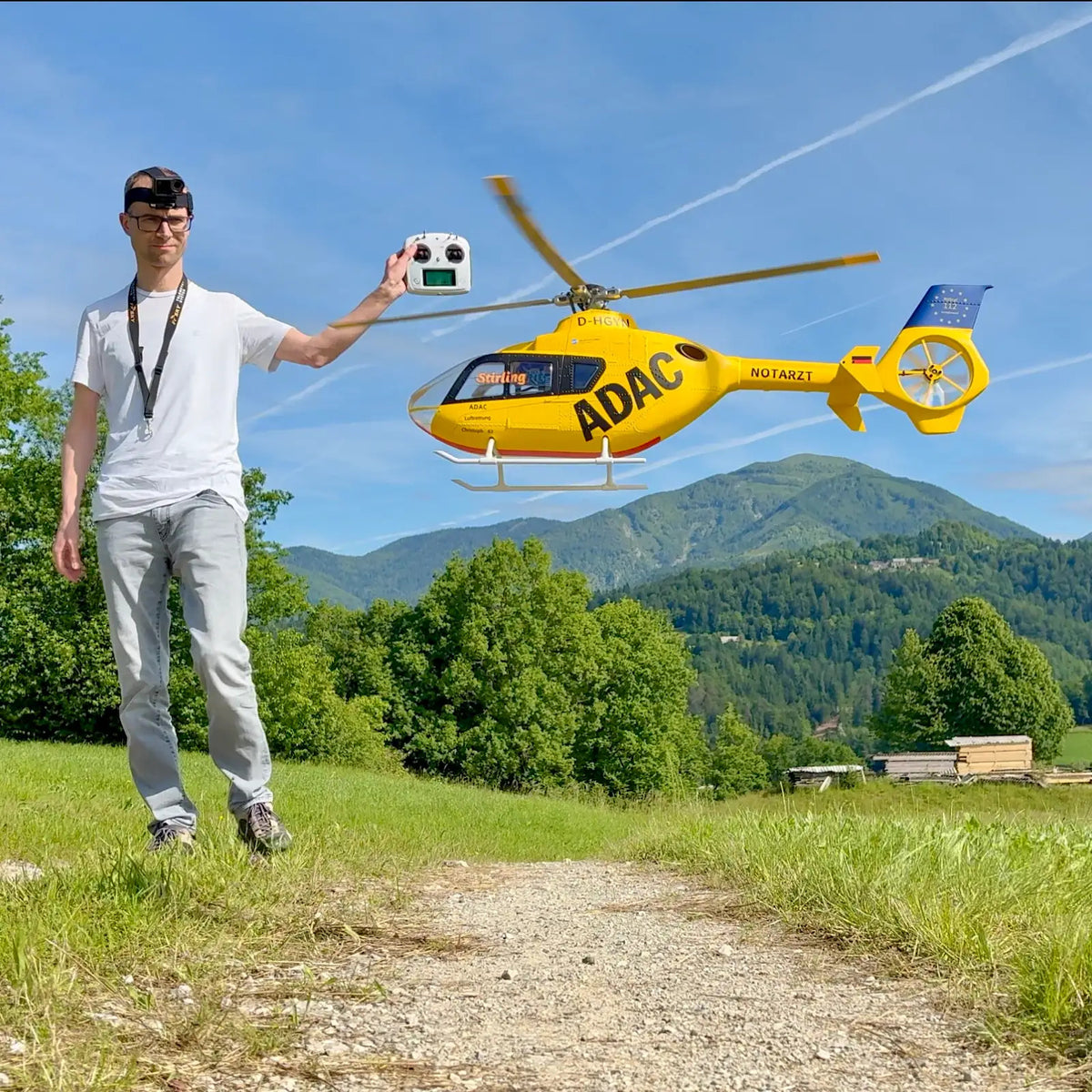 FLYWING EC135 470 Class RC Helicopter ADAC 6CH 2.4G with H1 Flight Controller & GPS - stirlingkit