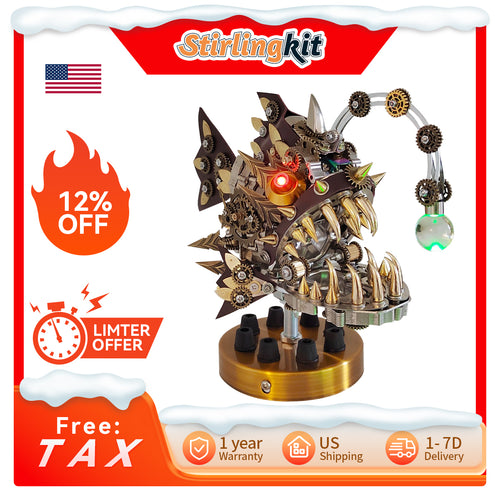 Lantern Fish 3D DIY Steampunk Lanternfish Anglerfish Lamp3D Metal Model Kits 700PCS - stirlingkit