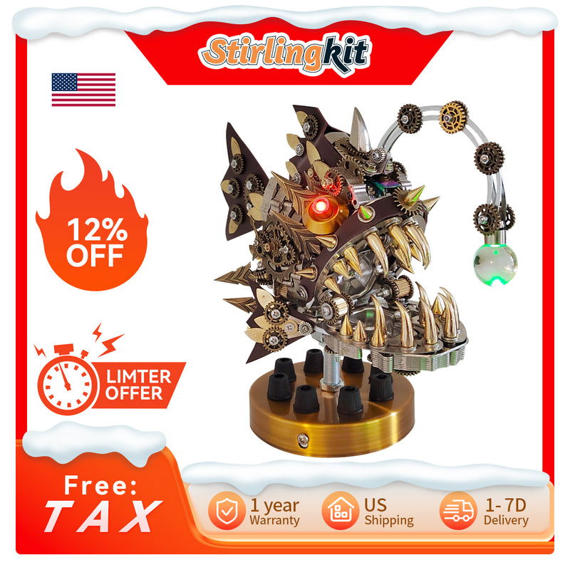 Lantern Fish 3D DIY Steampunk Lanternfish Anglerfish Lamp3D Metal Model Kits 700PCS - stirlingkit