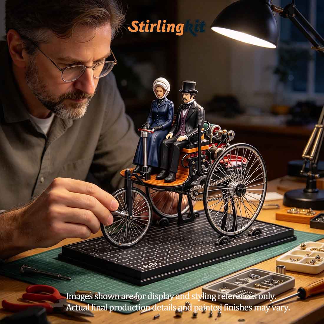 Realistic 1880s Victorian Driver & Passenger Figures for TECHING DM229 World 1st Automobile Kits