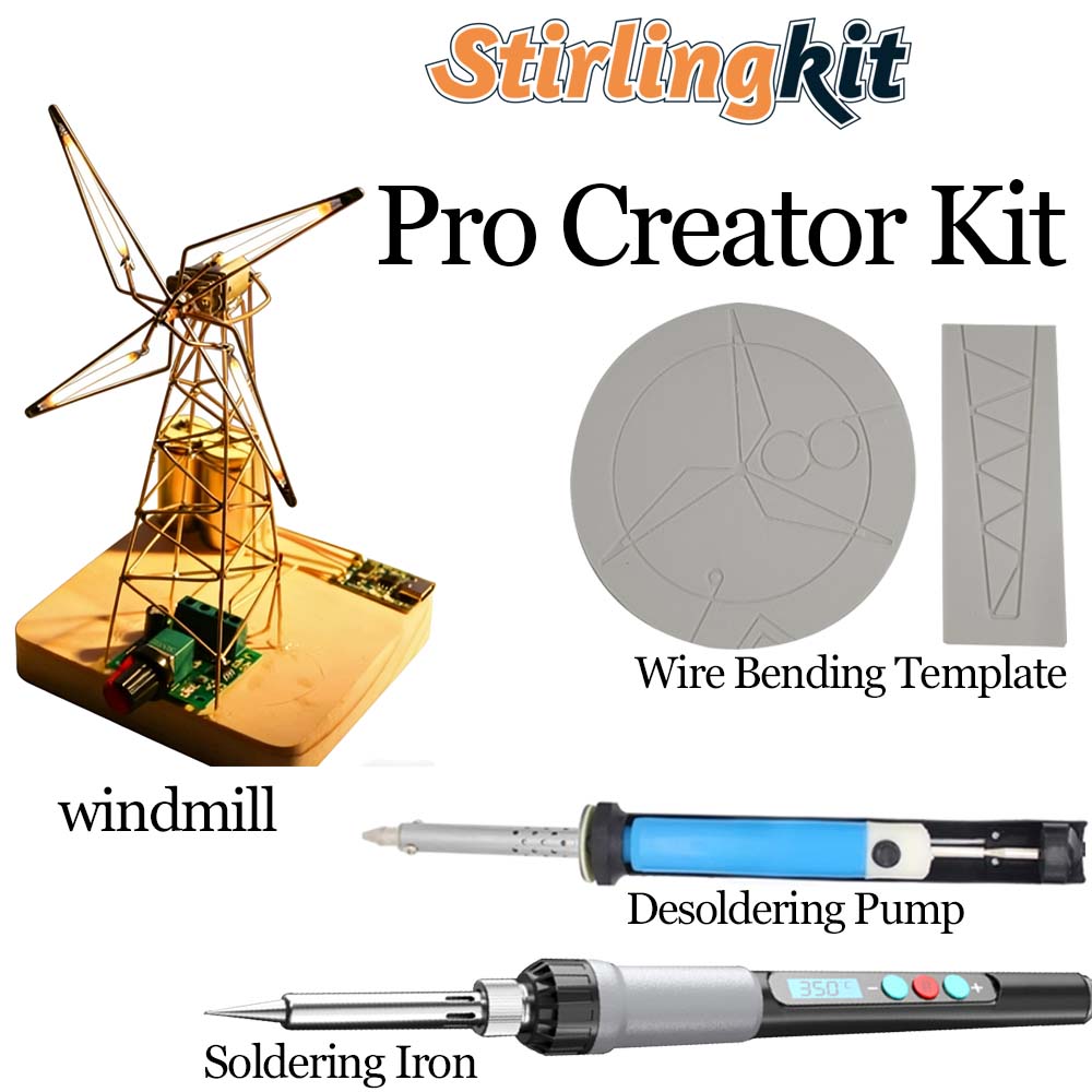 Build Your Own Dutch Windmill Desk Lamp Circuit Sculpture DIY Kits - stirlingkit