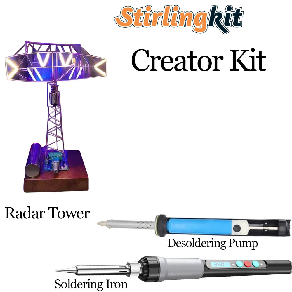 Build Your Own Retro Weather Radar Tower Circuit Sculpture Model Kits with LED Light - stirlingkit