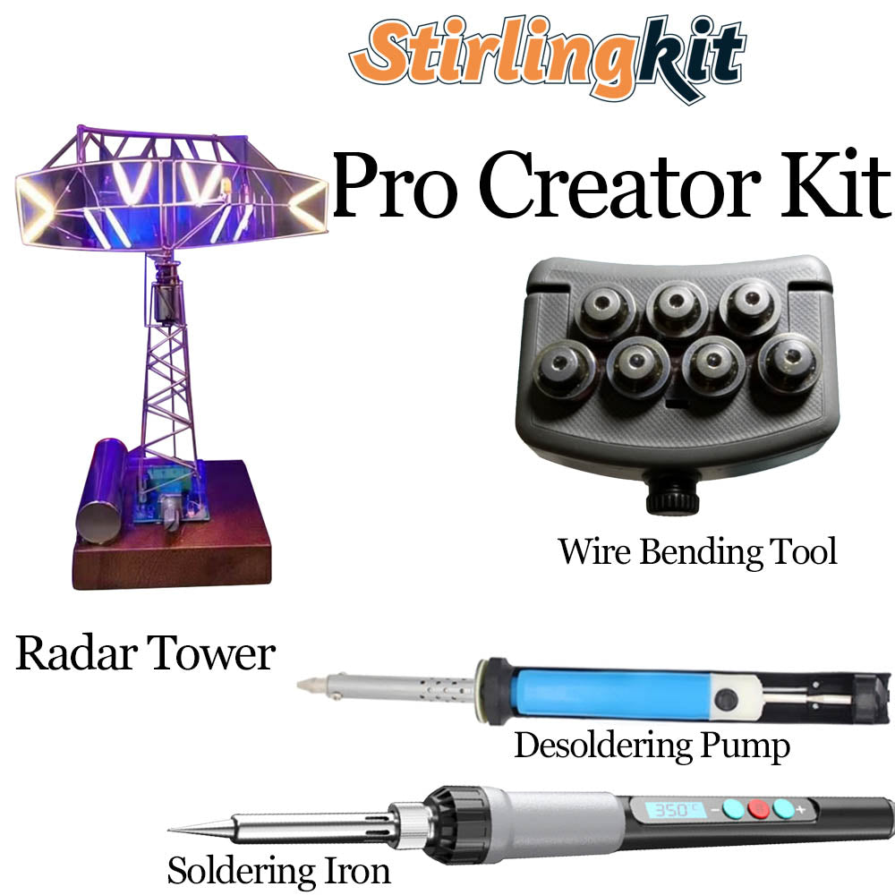 Build Your Own Retro Weather Radar Tower Circuit Sculpture Model Kits with LED Light - stirlingkit