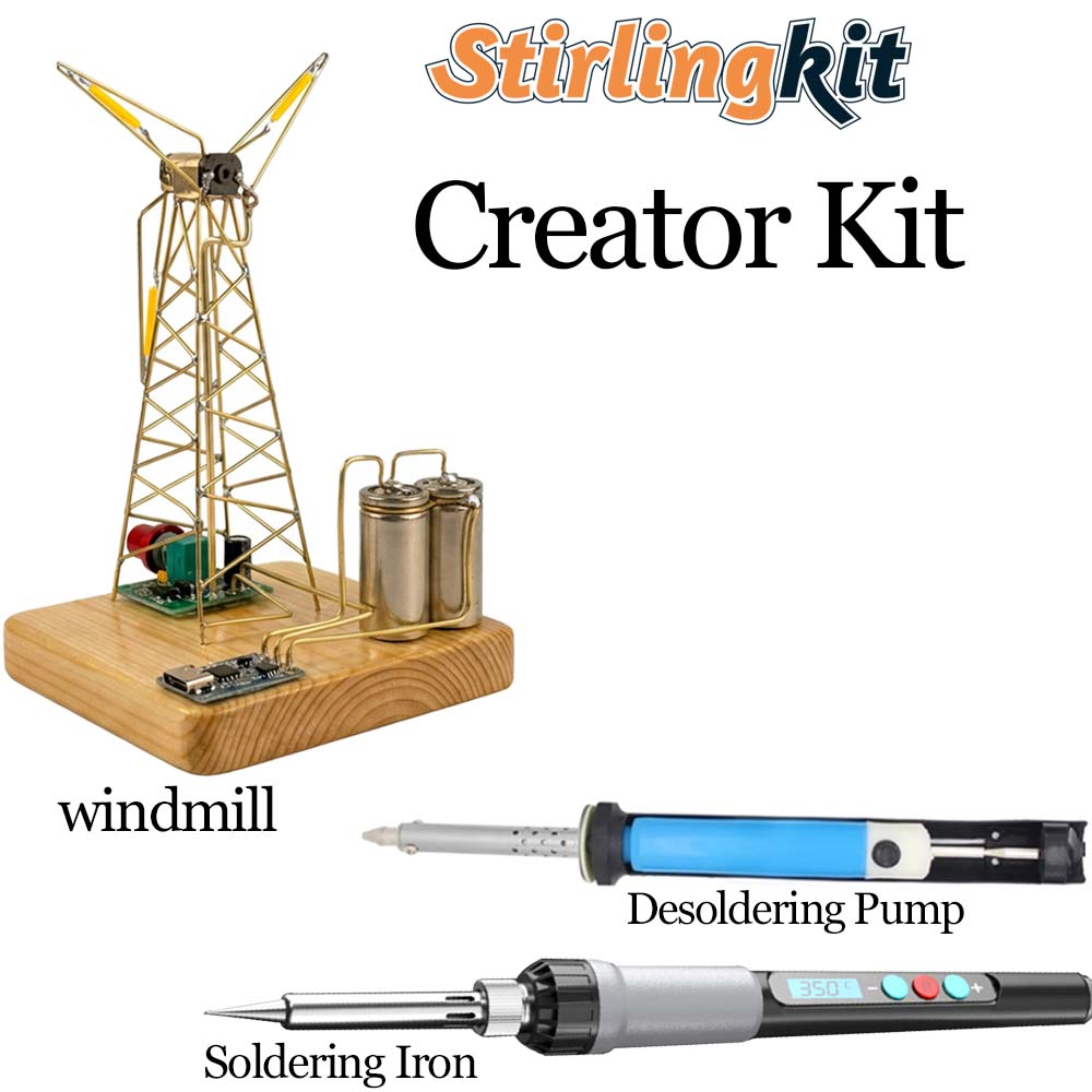 Build Your Own Windmill Desk Lamp DIY Kits Circuit Sculpture Model - stirlingkit