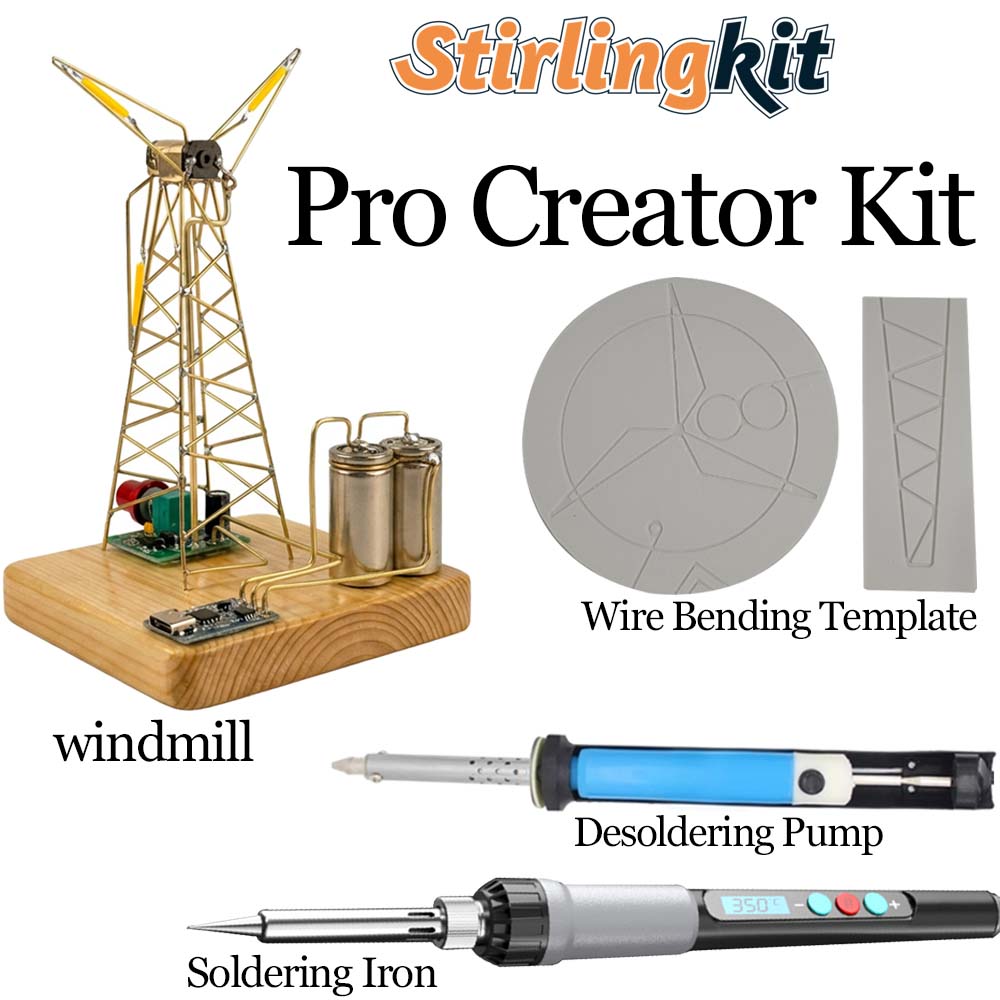 Build Your Own Windmill Desk Lamp DIY Kits Circuit Sculpture Model - stirlingkit