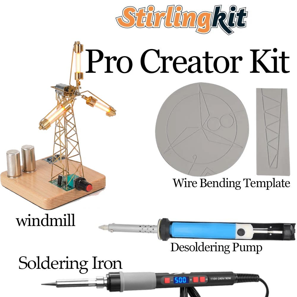 Build Your Own Windmill Desk Lamp DIY Kits Circuit Sculpture Model - stirlingkit