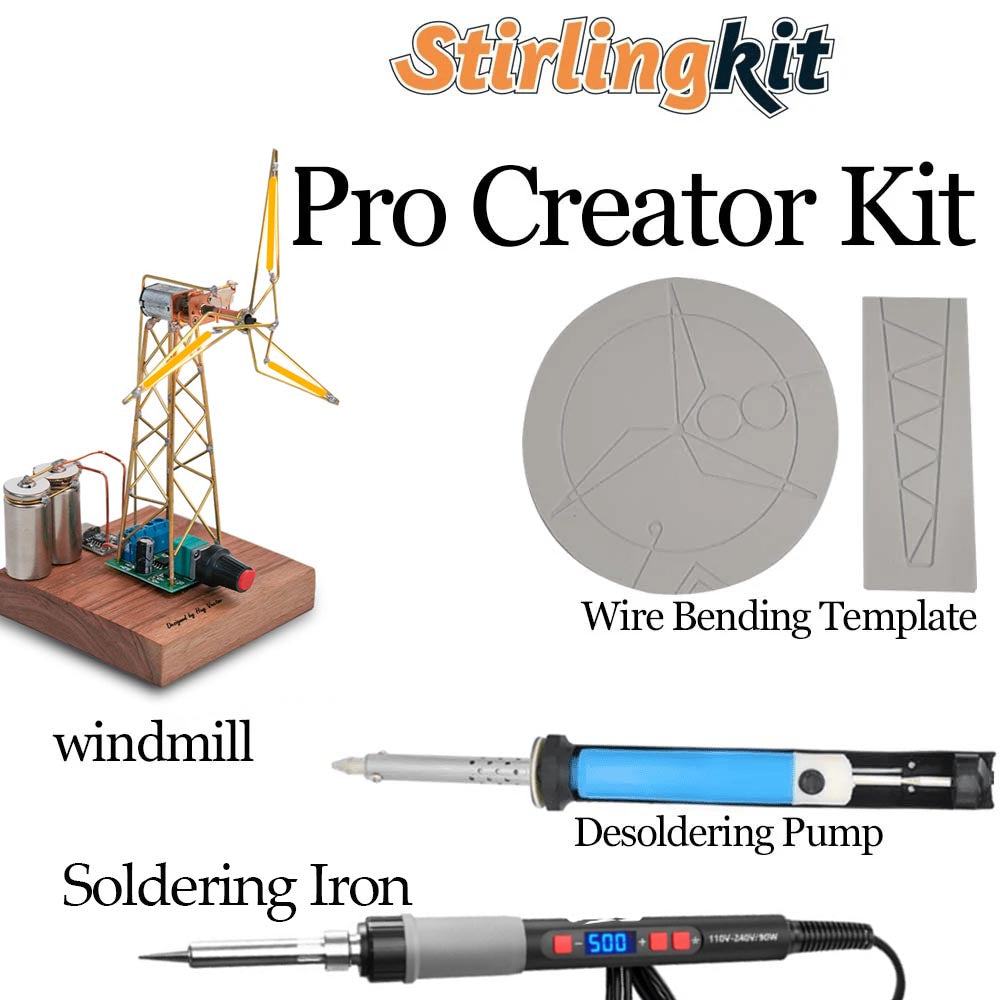 Build Your Own Windmill Desk Lamp DIY Kits Circuit Sculpture Model - stirlingkit